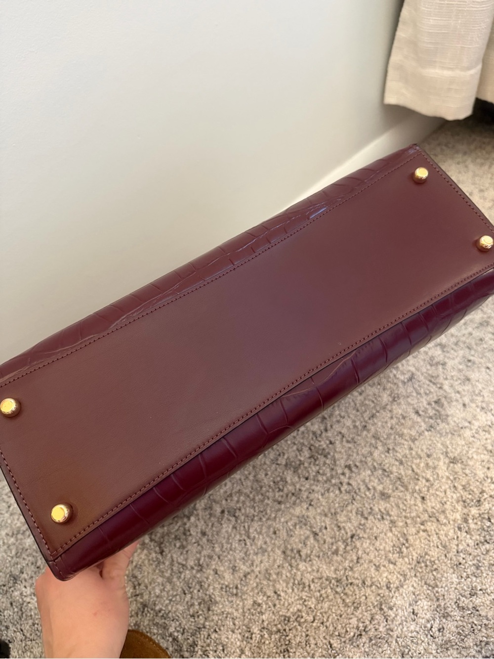 Coach Croc-Embossed Leather Tote in Deep Wine - Picture 6 of 7